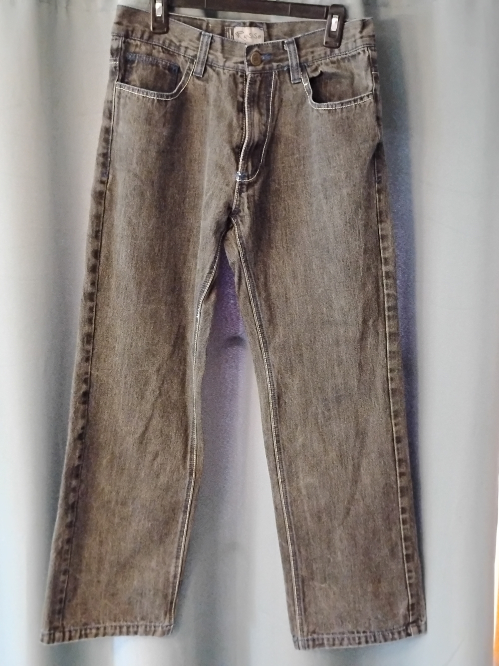 Vintage Russo Jeans 34x34 Baggy Loose Blue Embroidered Y2K Skater Hip Hop Punk
